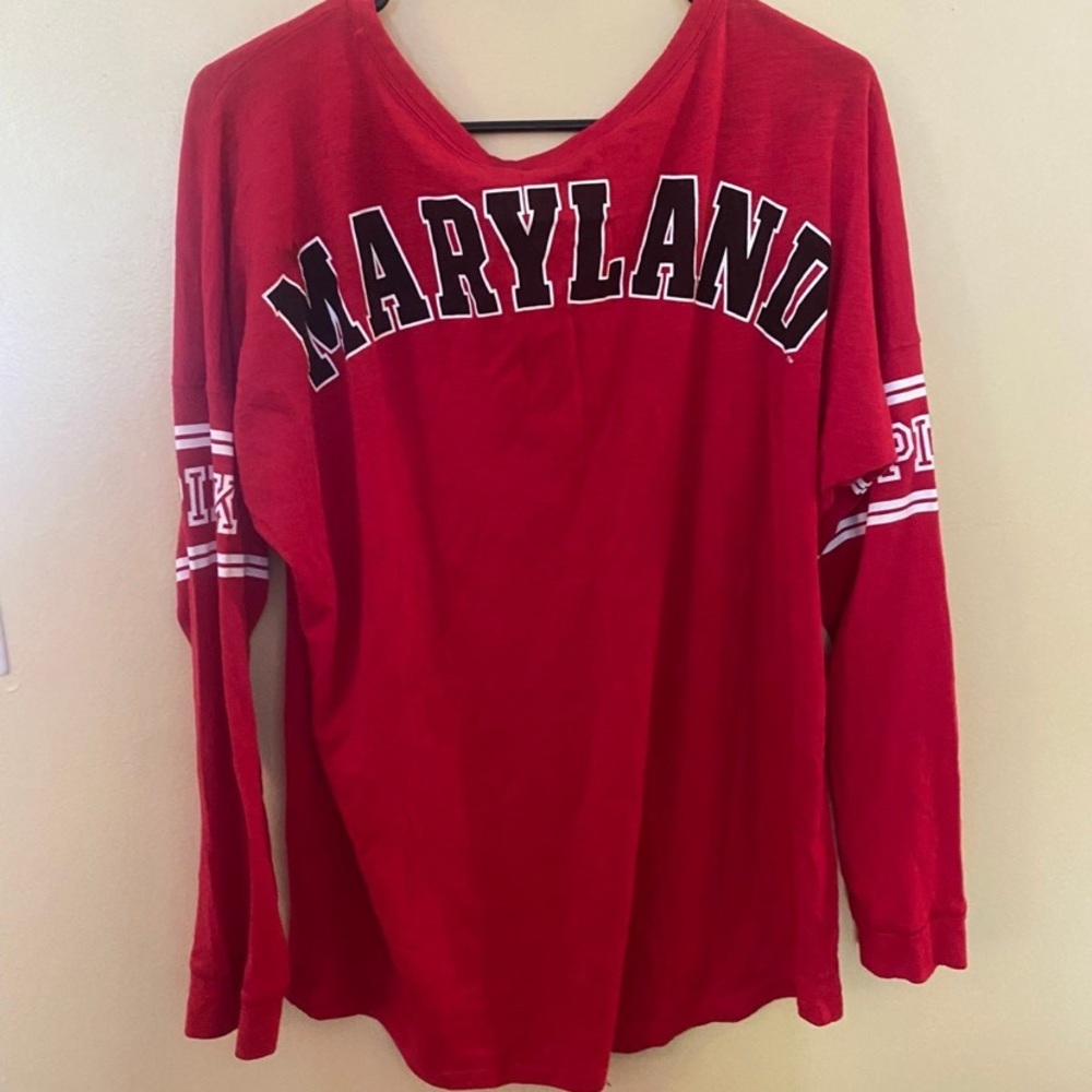 University of Maryland Spirit Jersey Victoria Secret Pink Shirt Size Medium